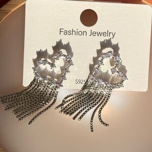 Silver Heart Dangle Earrings